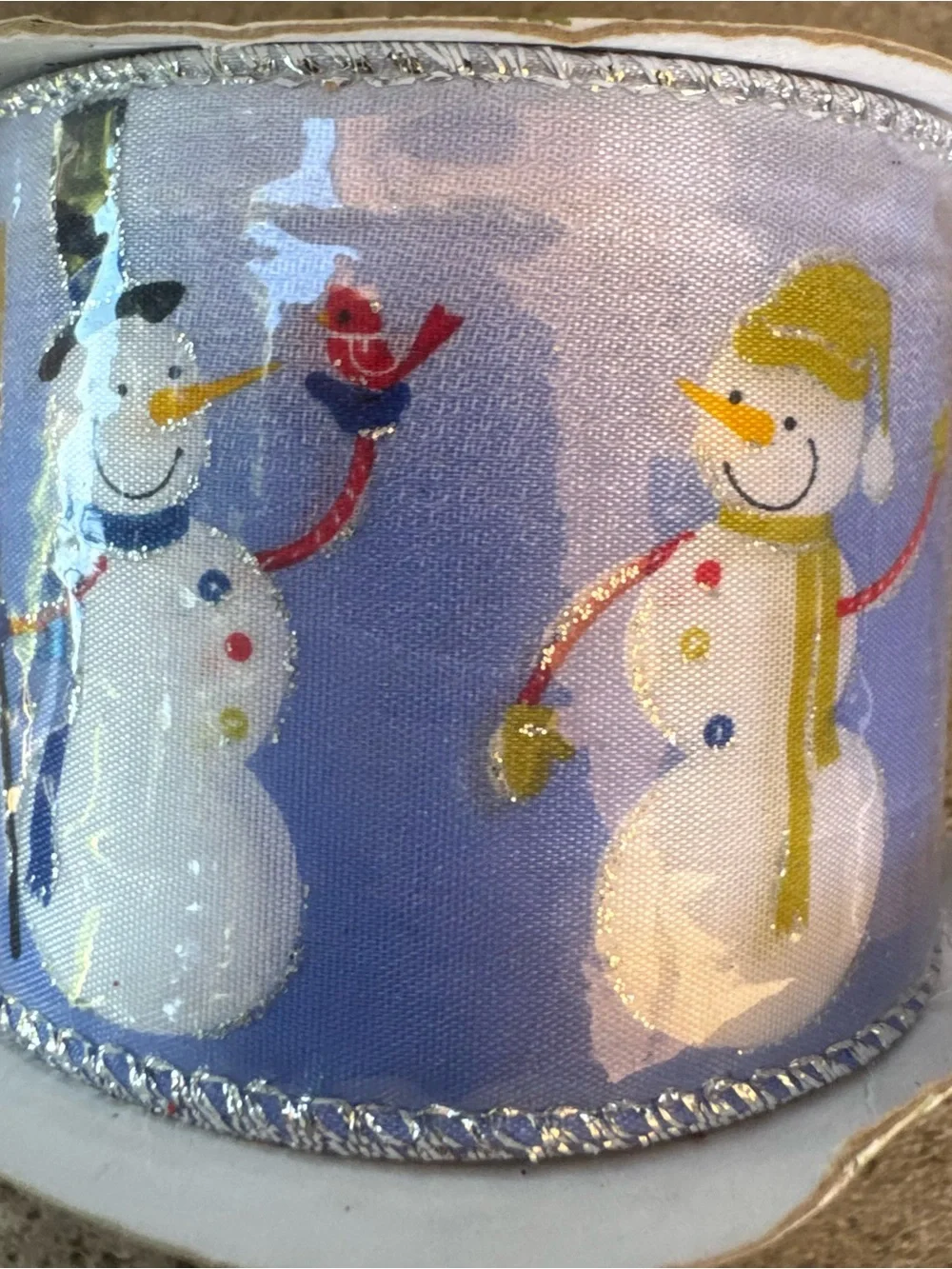 Snowman Ribbon Christmas Crafting Wrapping Ribbon Retired 18ft